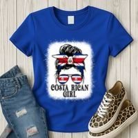 Messy Bun Costa Rica Flag Costa Rican S Gift Women's T-Shirt thumb 3