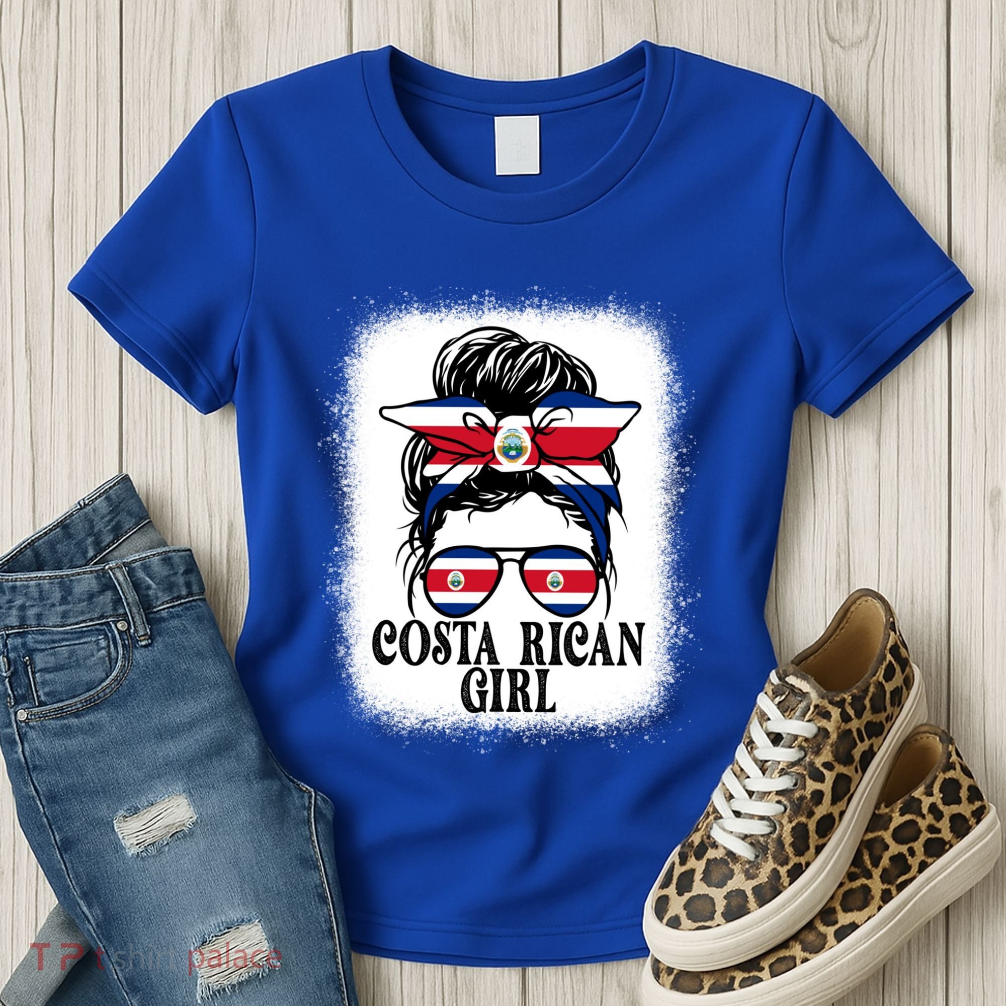 Messy Bun Costa Rica Flag Costa Rican S Gift Women's T-Shirt