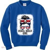 Messy Bun Costa Rica Flag Costa Rican S Gift Kids Sweatshirt thumb 0