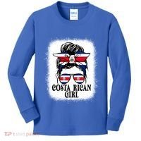 Messy Bun Costa Rica Flag Costa Rican S Gift Kids Long Sleeve Shirt thumb 0