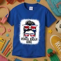 Messy Bun Costa Rica Flag Costa Rican S Gift Kids T-Shirt thumb 3