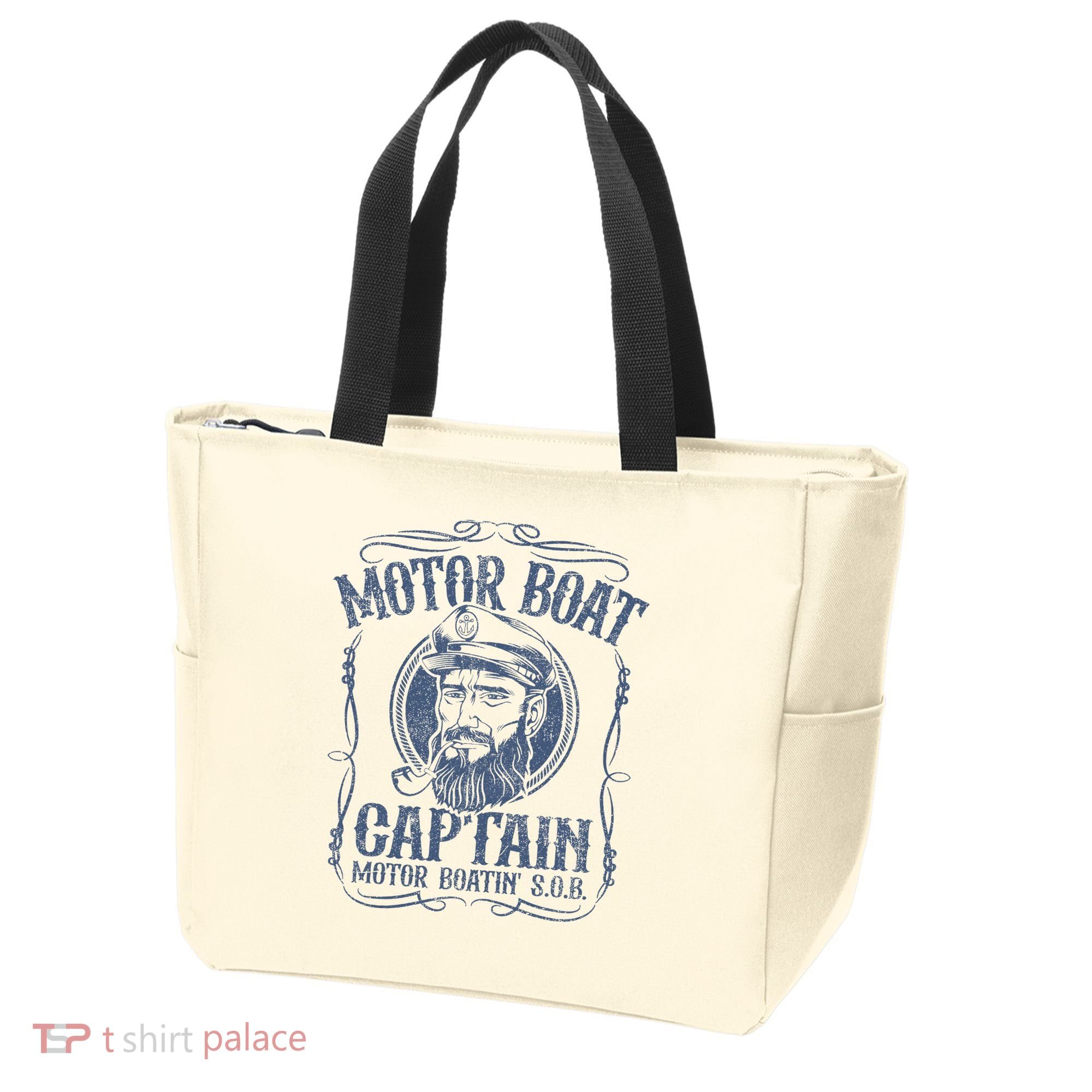 Motor Boat Captain Funny Pontoon Boating Motor Boatin Lake Tote Bag