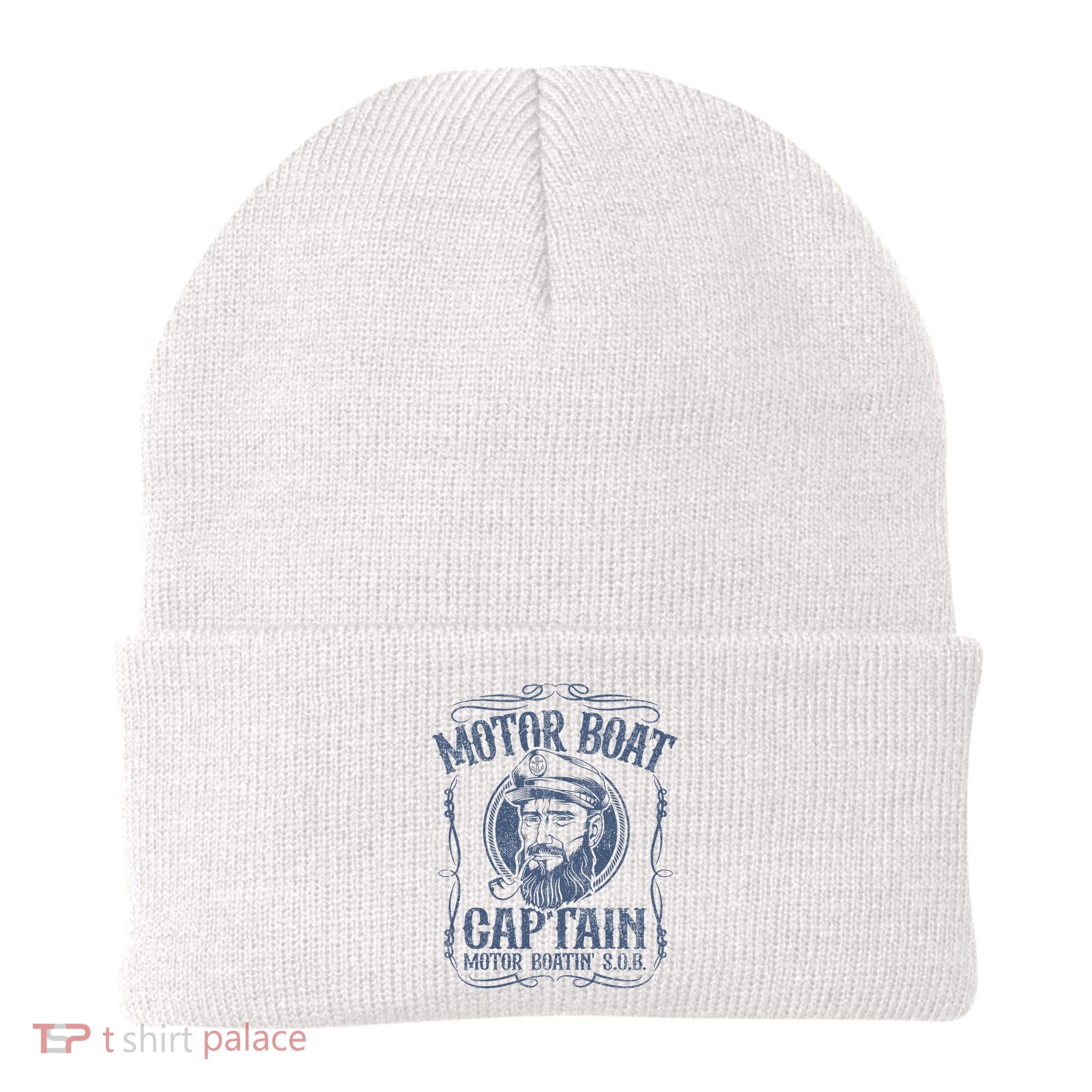Motor Boat Captain Funny Pontoon Boating Motor Boatin Lake Beanie