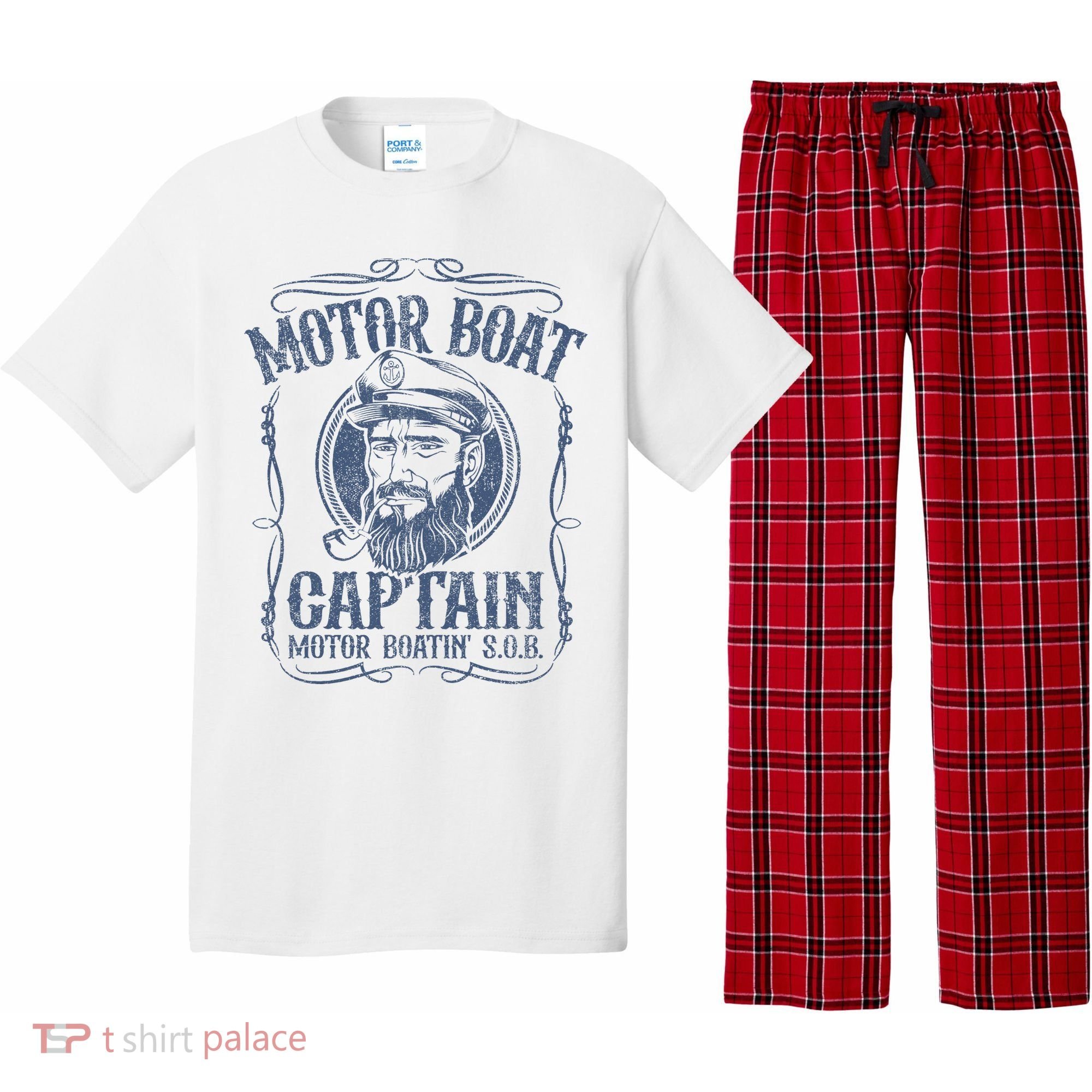 Motor Boat Captain Funny Pontoon Boating Motor Boatin Lake Pajama Set