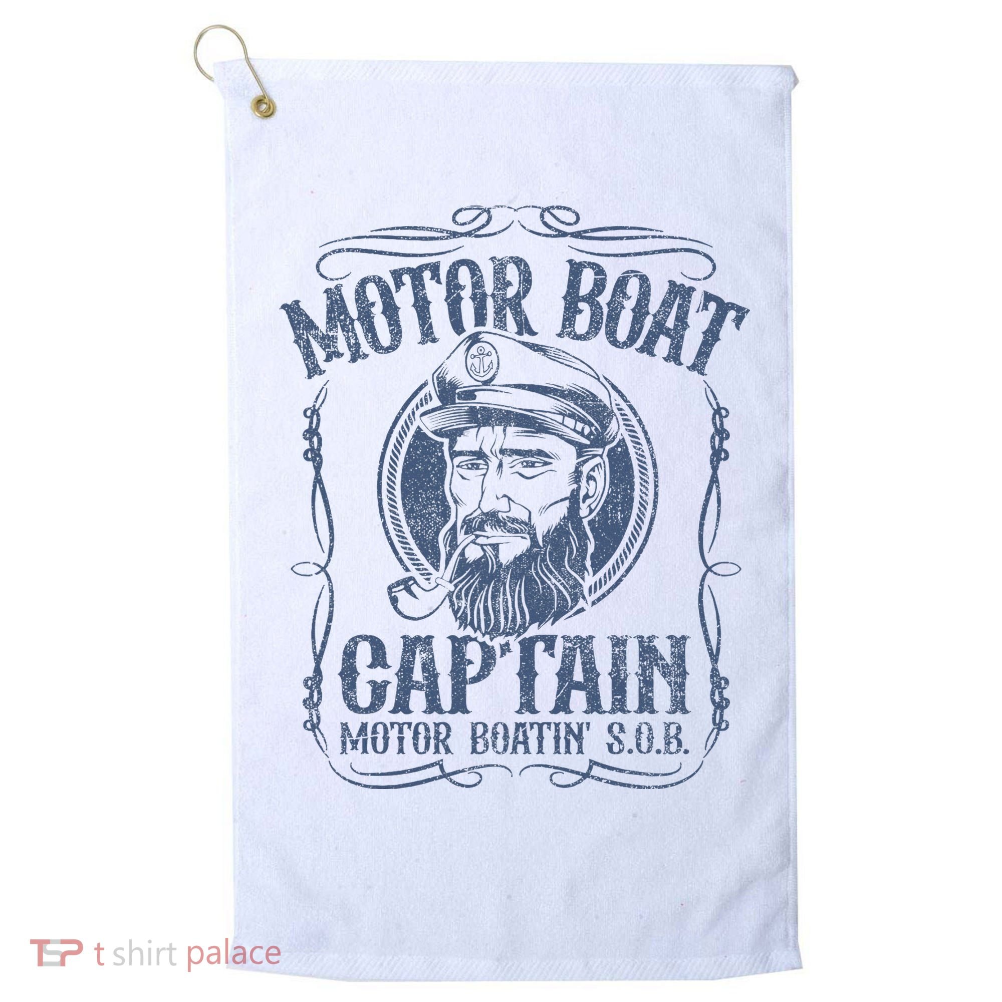 Motor Boat Captain Funny Pontoon Boating Motor Boatin Lake Golf Towel
