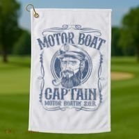 Motor Boat Captain Funny Pontoon Boating Motor Boatin Lake Golf Towel thumb 1