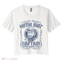Motor Boat Captain Funny Pontoon Boating Motor Boatin Lake Women's Crop Top Tee thumb 0