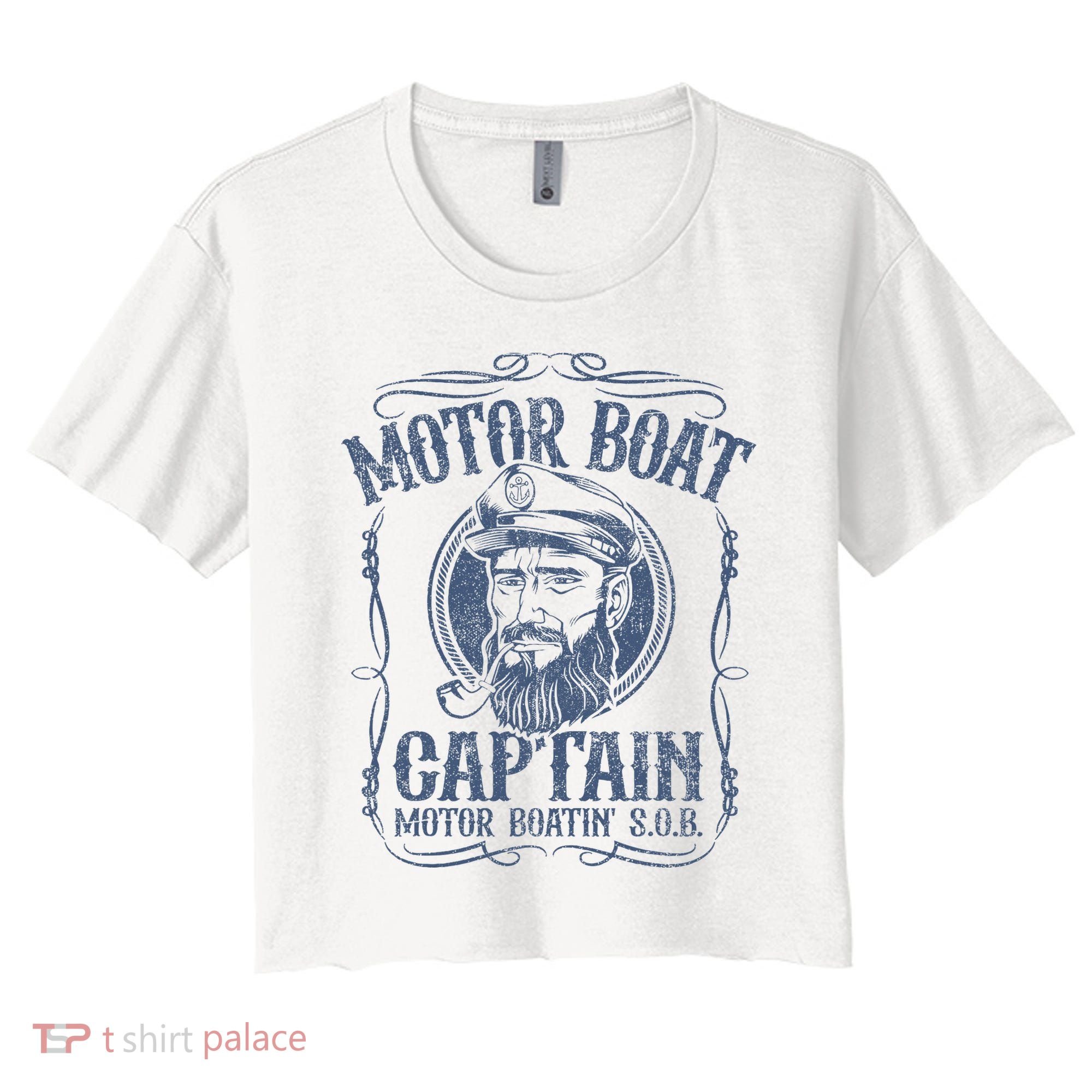 Motor Boat Captain Funny Pontoon Boating Motor Boatin Lake Women's Crop Top Tee