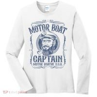Motor Boat Captain Funny Pontoon Boating Motor Boatin Lake Women's Long Sleeve Shirt thumb 0