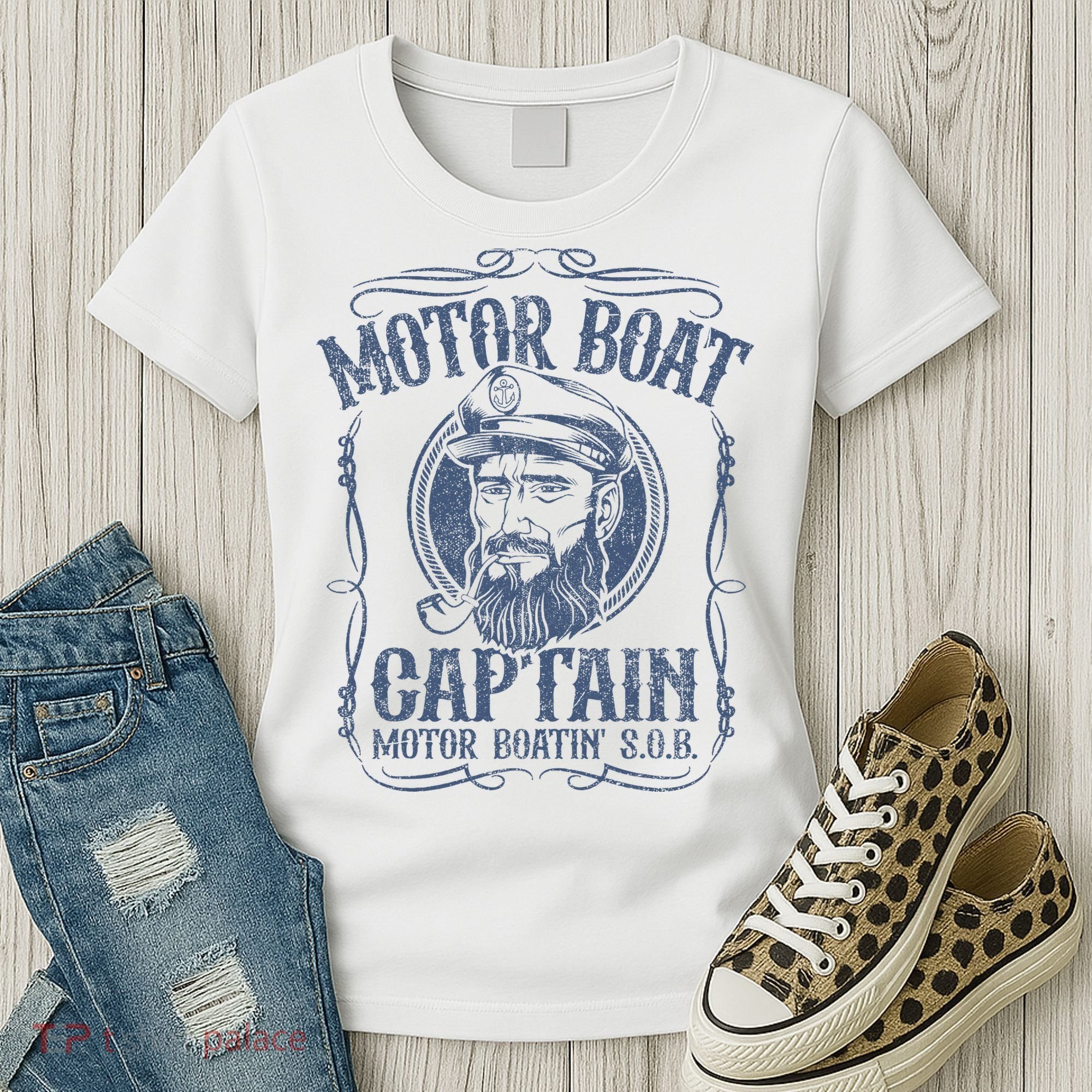 Motor Boat Captain Funny Pontoon Boating Motor Boatin Lake Women's T-Shirt