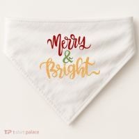 Merry & Bright Christmas Festive Holiday Spirit USA-Made Doggie Bandana thumb 0