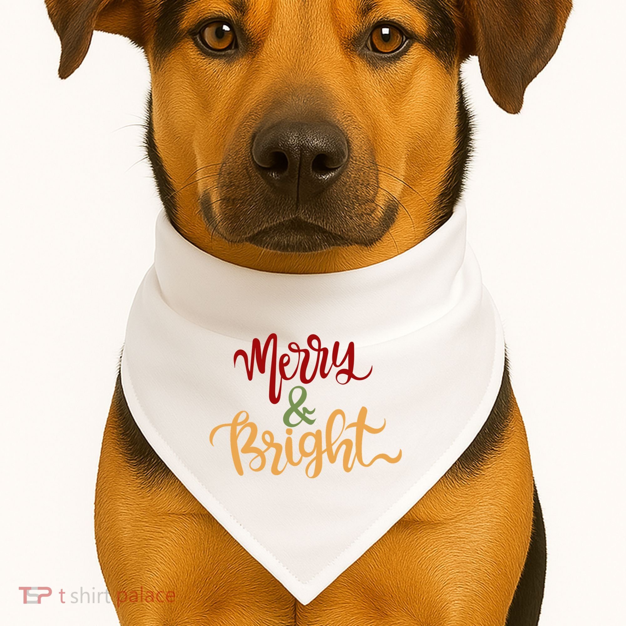Merry & Bright Christmas Festive Holiday Spirit USA-Made Doggie Bandana