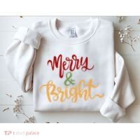 Merry & Bright Christmas Festive Holiday Spirit Sweatshirt thumb 2