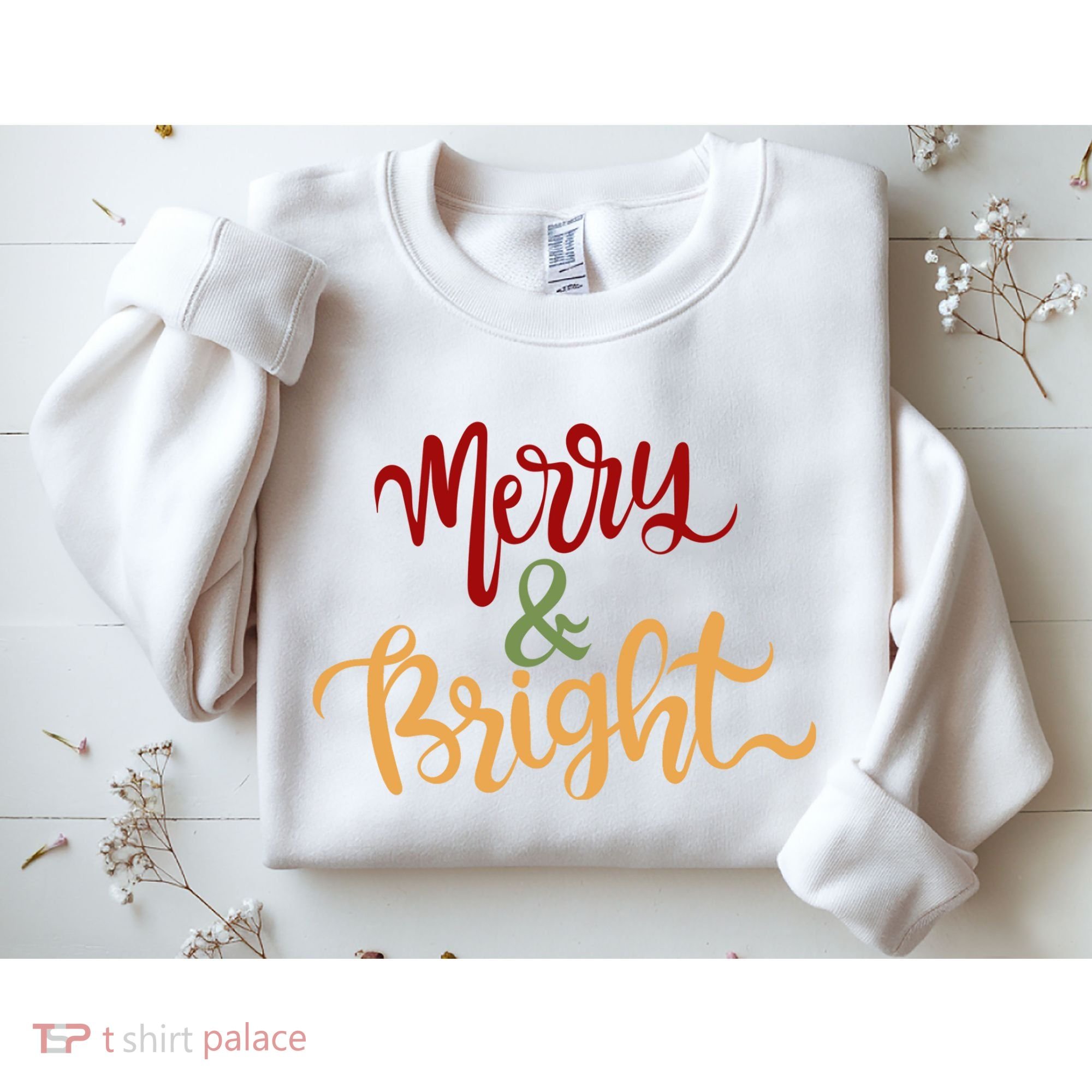 Merry & Bright Christmas Festive Holiday Spirit Sweatshirt