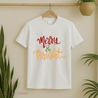 Merry & Bright Christmas Festive Holiday Spirit T-Shirt thumb 2