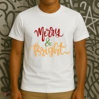 Merry & Bright Christmas Festive Holiday Spirit T-Shirt thumb 3