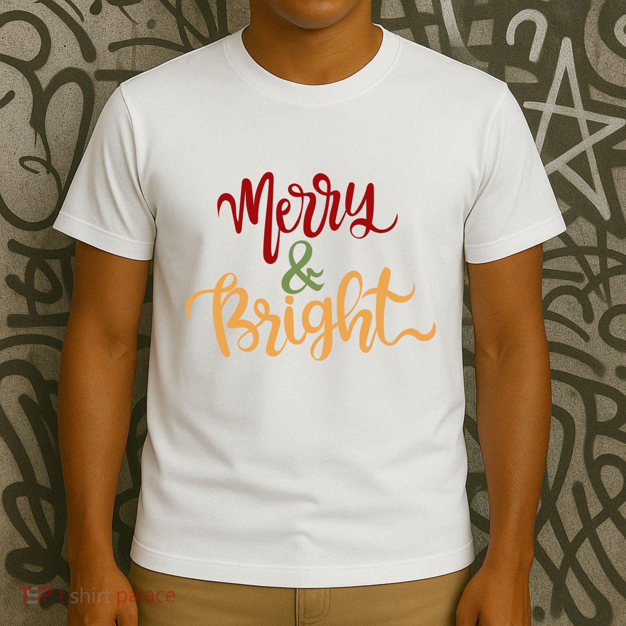 Merry & Bright Christmas Festive Holiday Spirit T-Shirt