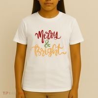 Merry & Bright Christmas Festive Holiday Spirit T-Shirt thumb 4