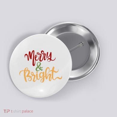 Merry & Bright Christmas Festive Holiday Spirit Button