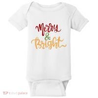Merry & Bright Christmas Festive Holiday Spirit Baby Bodysuit thumb 0