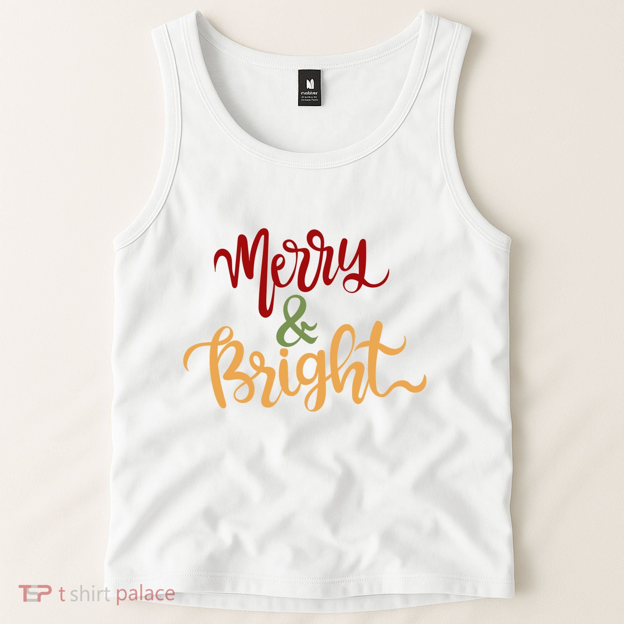 Merry & Bright Christmas Festive Holiday Spirit Tank Top