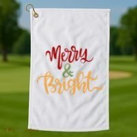Merry & Bright Christmas Festive Holiday Spirit Golf Towel thumb 1