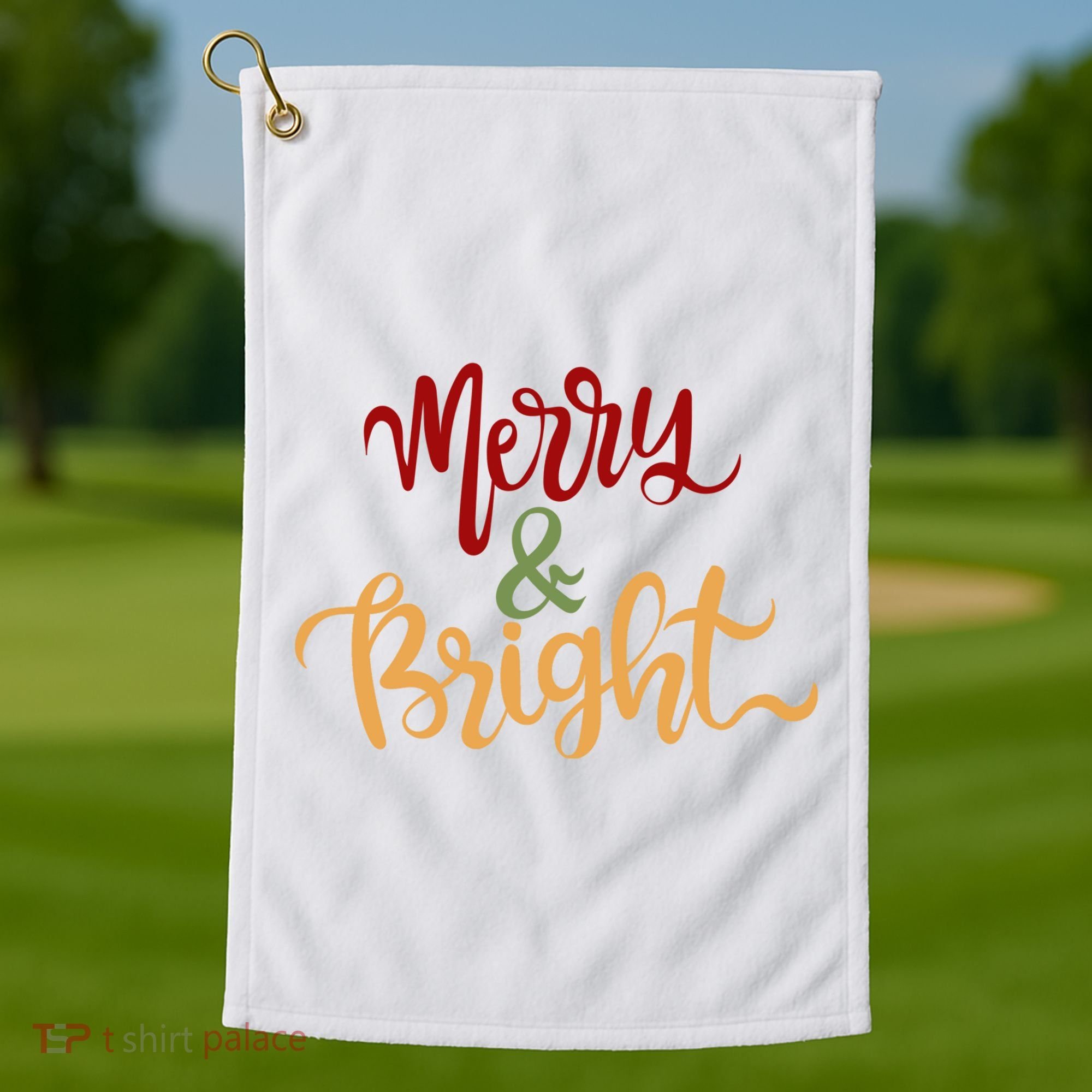 Merry & Bright Christmas Festive Holiday Spirit Golf Towel