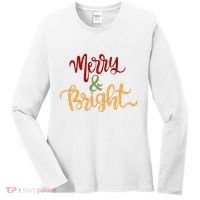 Merry & Bright Christmas Festive Holiday Spirit Women's Long Sleeve Shirt thumb 0