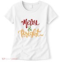 Merry & Bright Christmas Festive Holiday Spirit Women's T-Shirt thumb 0