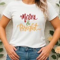 Merry & Bright Christmas Festive Holiday Spirit Women's T-Shirt thumb 2