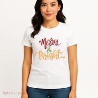 Merry & Bright Christmas Festive Holiday Spirit Women's T-Shirt thumb 4