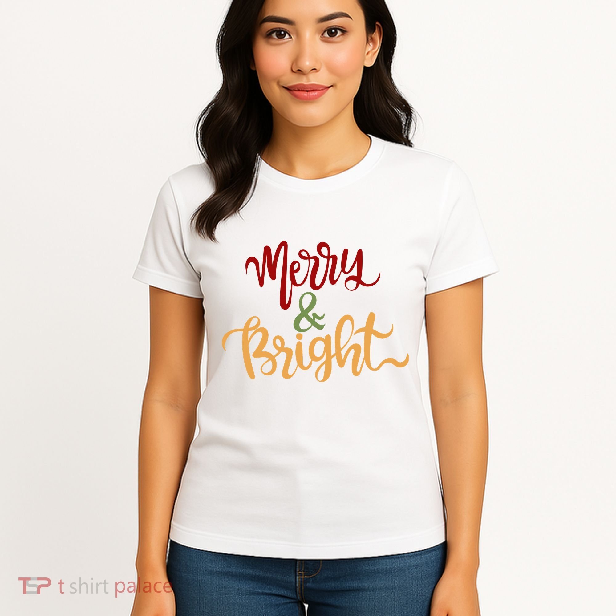 Merry & Bright Christmas Festive Holiday Spirit Women's T-Shirt