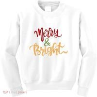 Merry & Bright Christmas Festive Holiday Spirit Kids Sweatshirt thumb 0