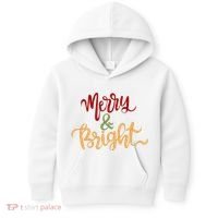 Merry & Bright Christmas Festive Holiday Spirit Kids Hoodie thumb 0
