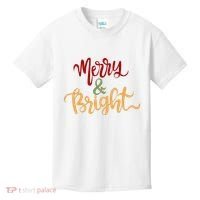Merry & Bright Christmas Festive Holiday Spirit Kids T-Shirt thumb 0