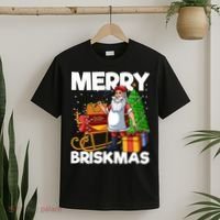 Merry Briskmas Christmas July Santa Brisket Smoking Smoker T-Shirt thumb 2