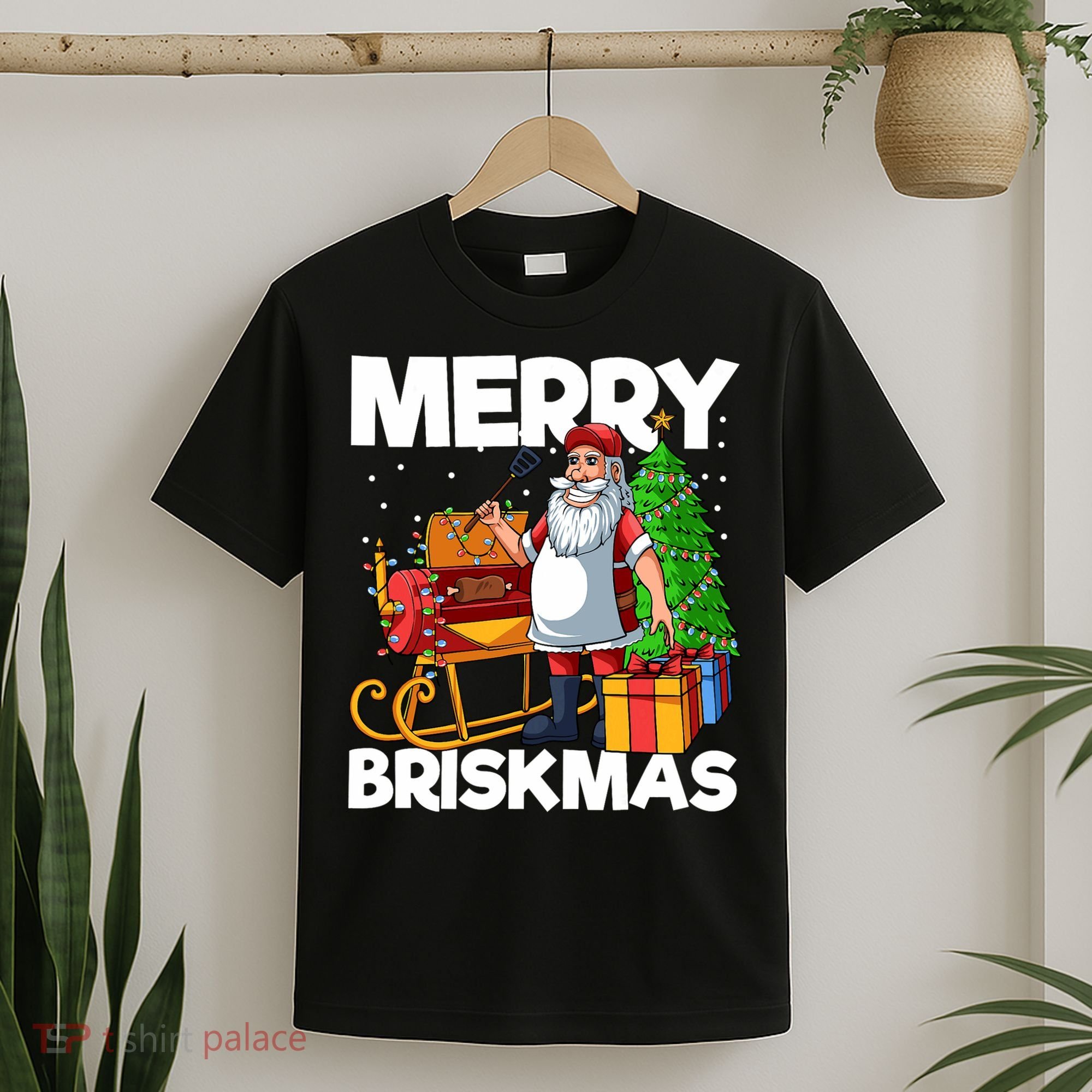 Merry Briskmas Christmas July Santa Brisket Smoking Smoker T-Shirt