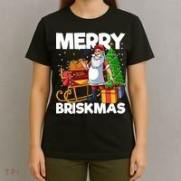 Merry Briskmas Christmas July Santa Brisket Smoking Smoker T-Shirt thumb 4