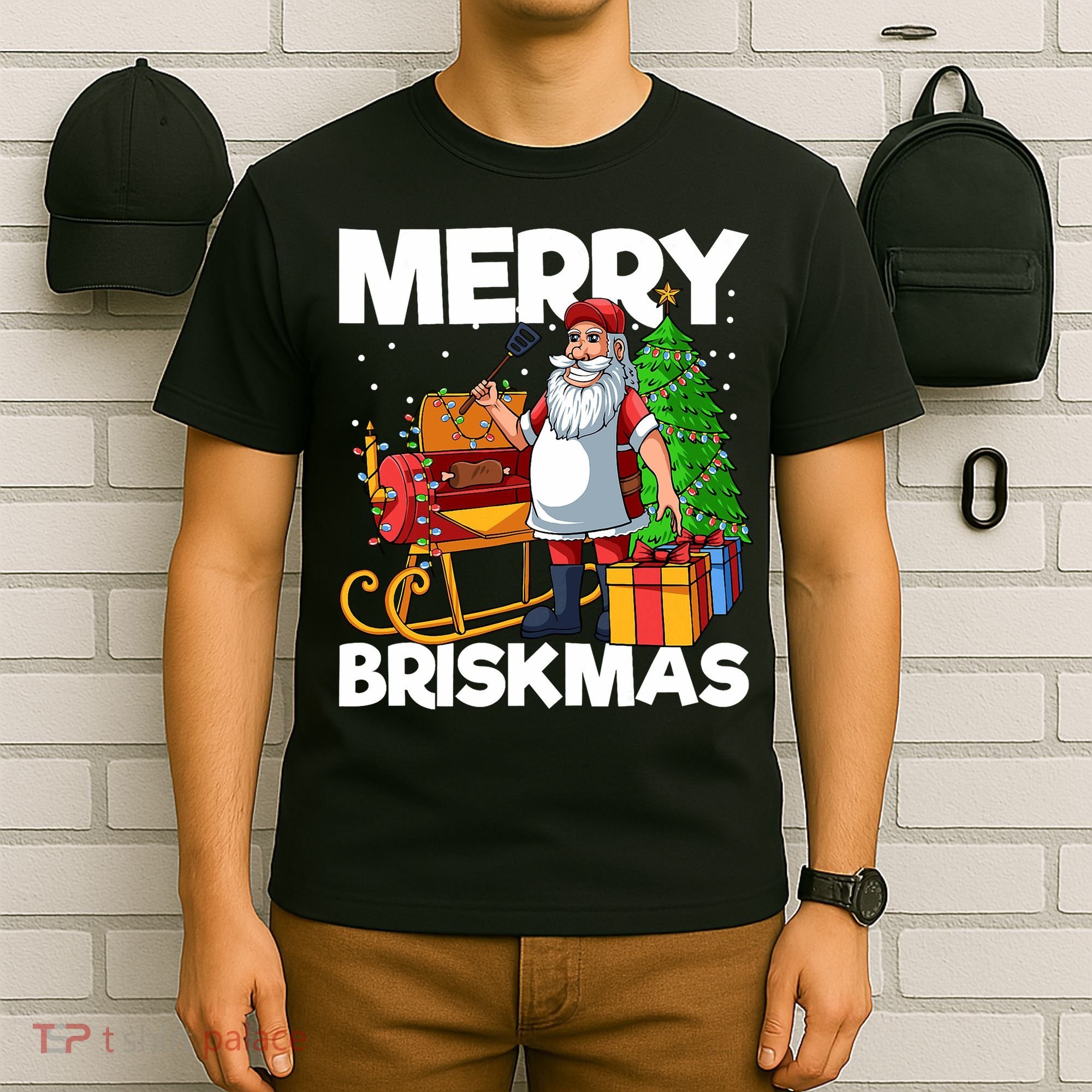 Merry Briskmas Christmas July Santa Brisket Smoking Smoker T-Shirt