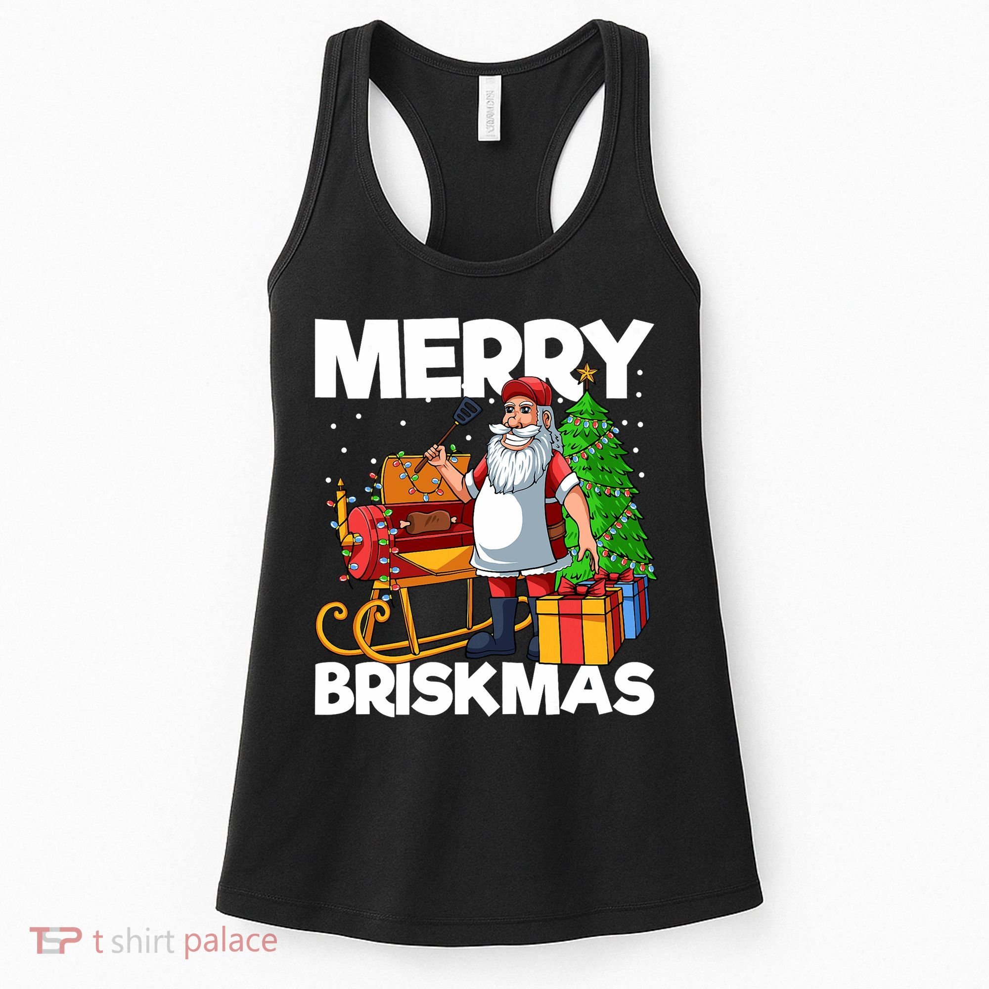Merry Briskmas Christmas July Santa Brisket Smoking Smoker Women's Tank Top