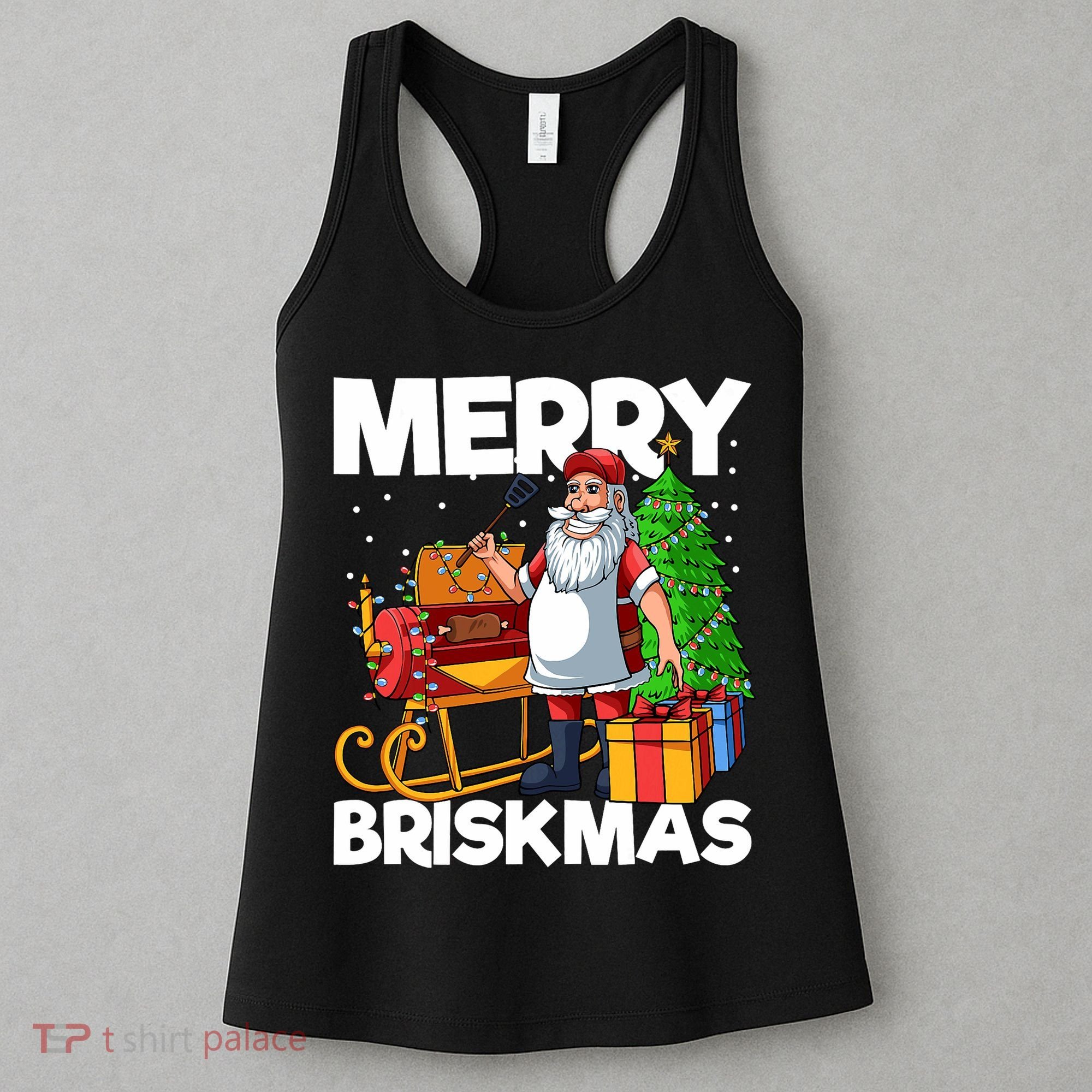 Merry Briskmas Christmas July Santa Brisket Smoking Smoker Women's Tank Top