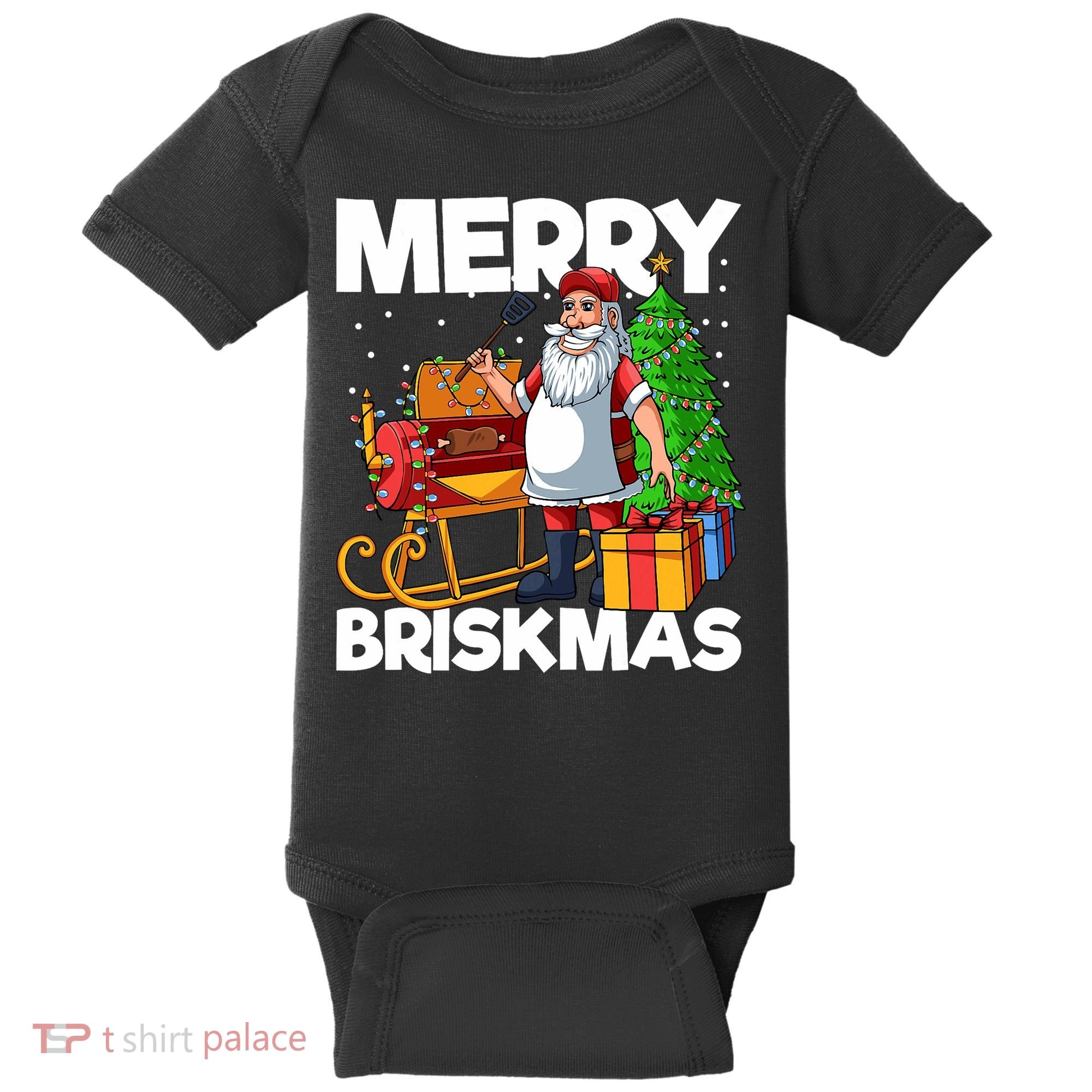 Merry Briskmas Christmas July Santa Brisket Smoking Smoker Baby Bodysuit