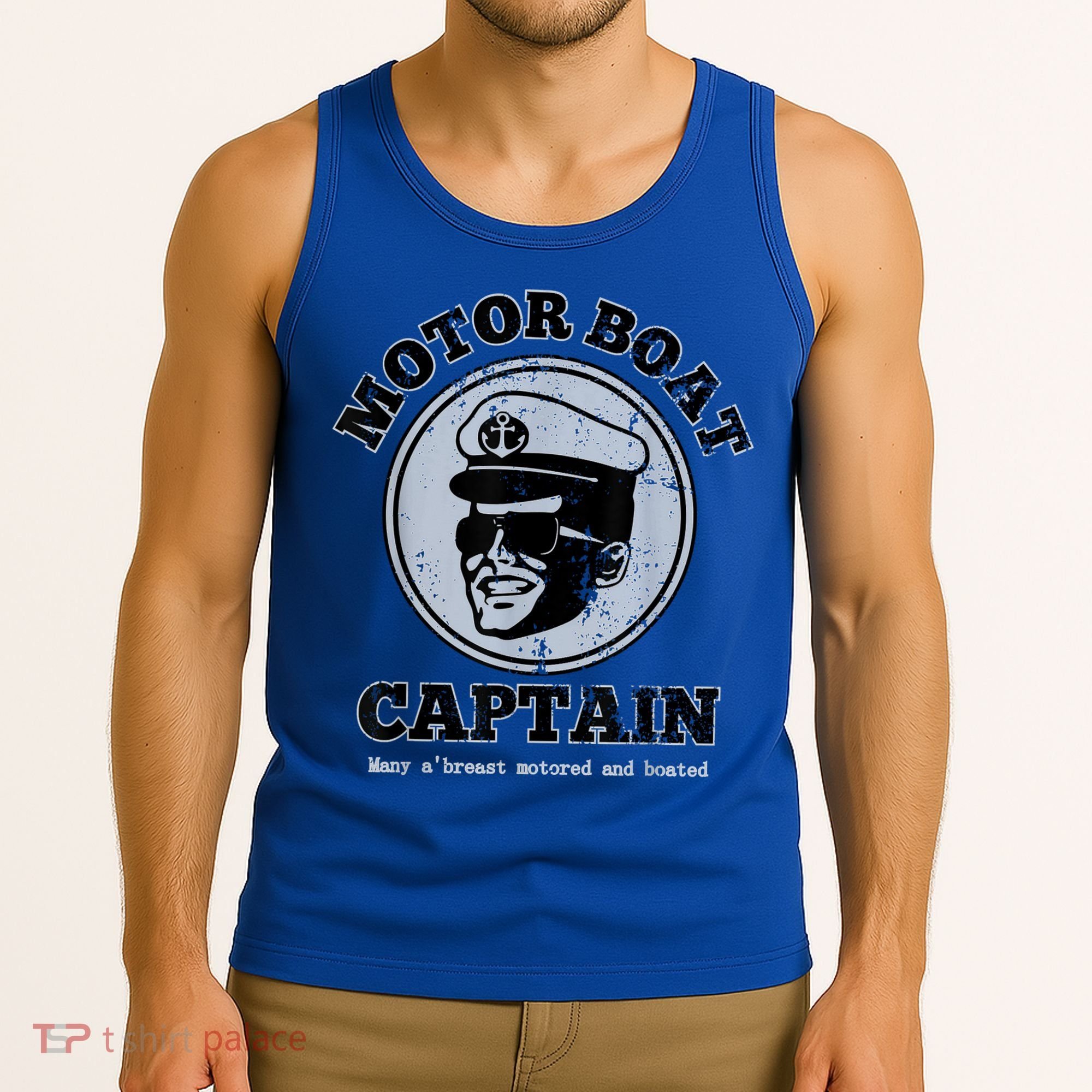 Motor Boat Captain Funny Pontoon Boating Motor Boatin Lake Tank Top