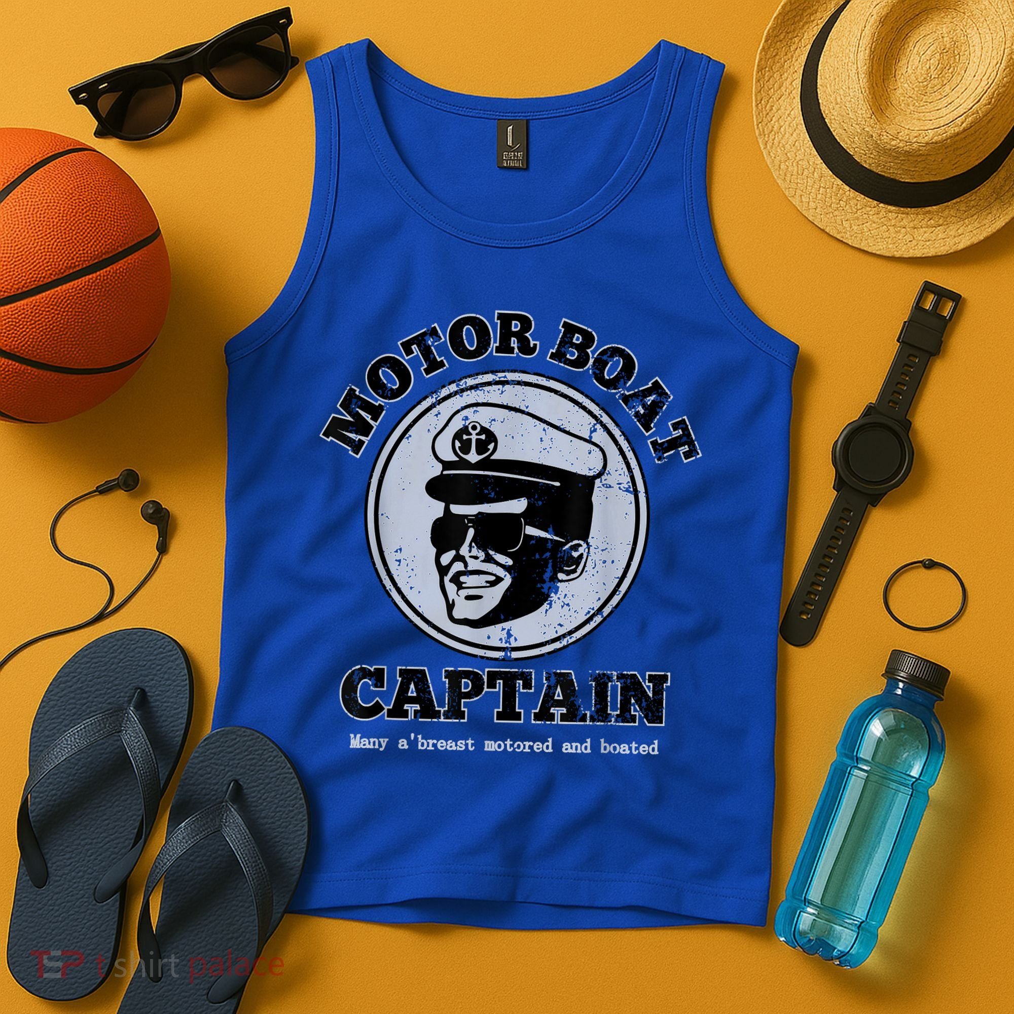 Motor Boat Captain Funny Pontoon Boating Motor Boatin Lake Tank Top