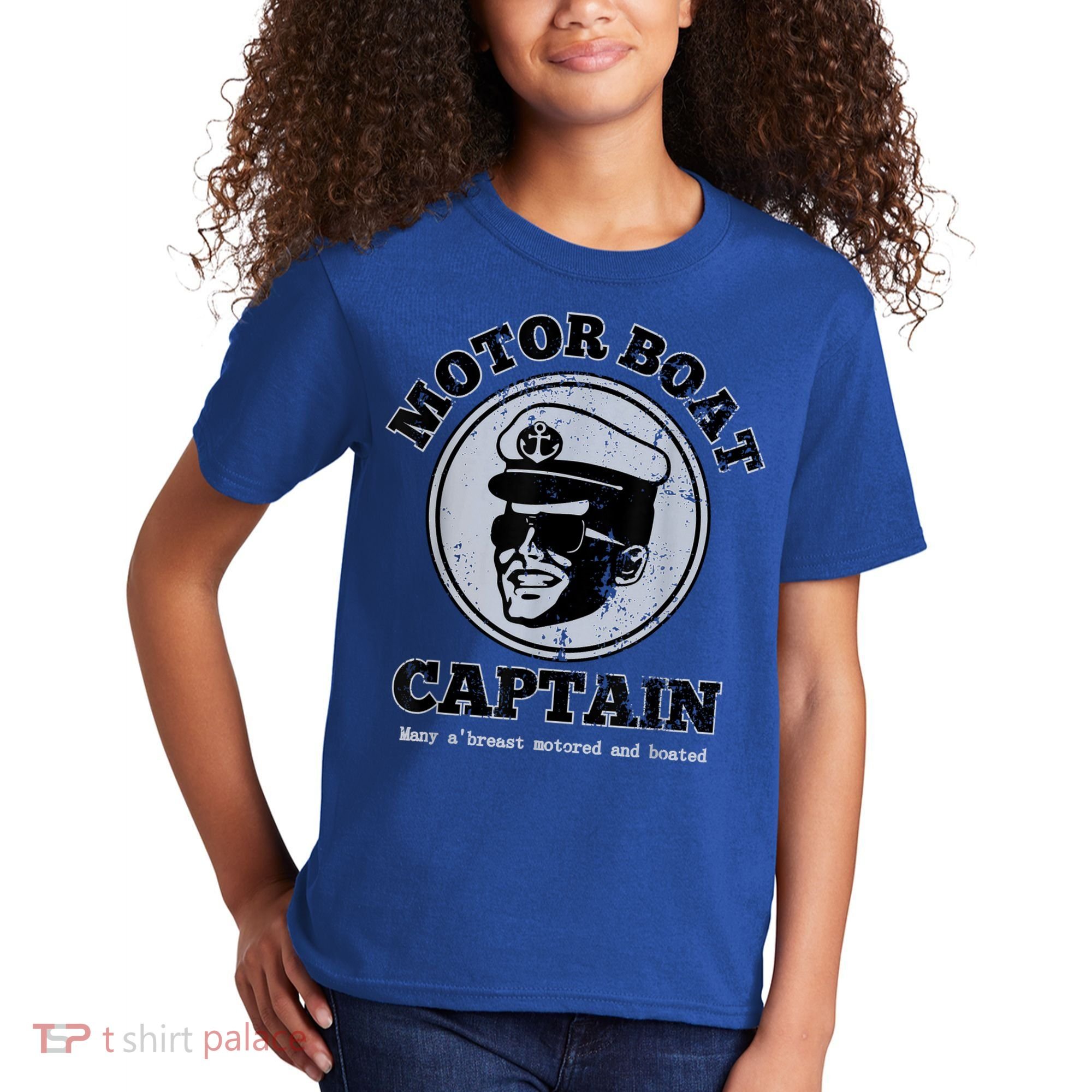 Motor Boat Captain Funny Pontoon Boating Motor Boatin Lake Kids T-Shirt
