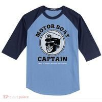 Motor Boat Captain Funny Pontoon Boating Motor Boatin Lake Raglan Baseball Sleeve Shirt thumb 0