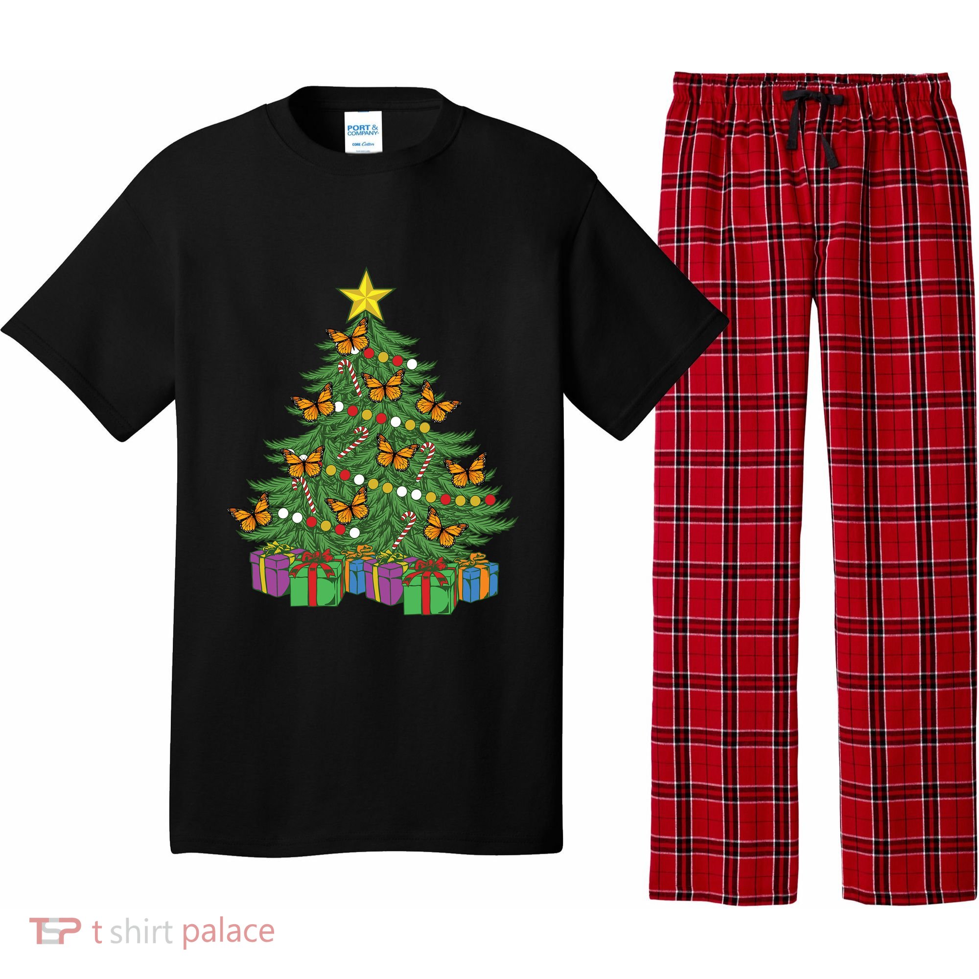 Monarch Butterfly Christmas Tree Ornats Orange Butterfly Gift Pajama Set