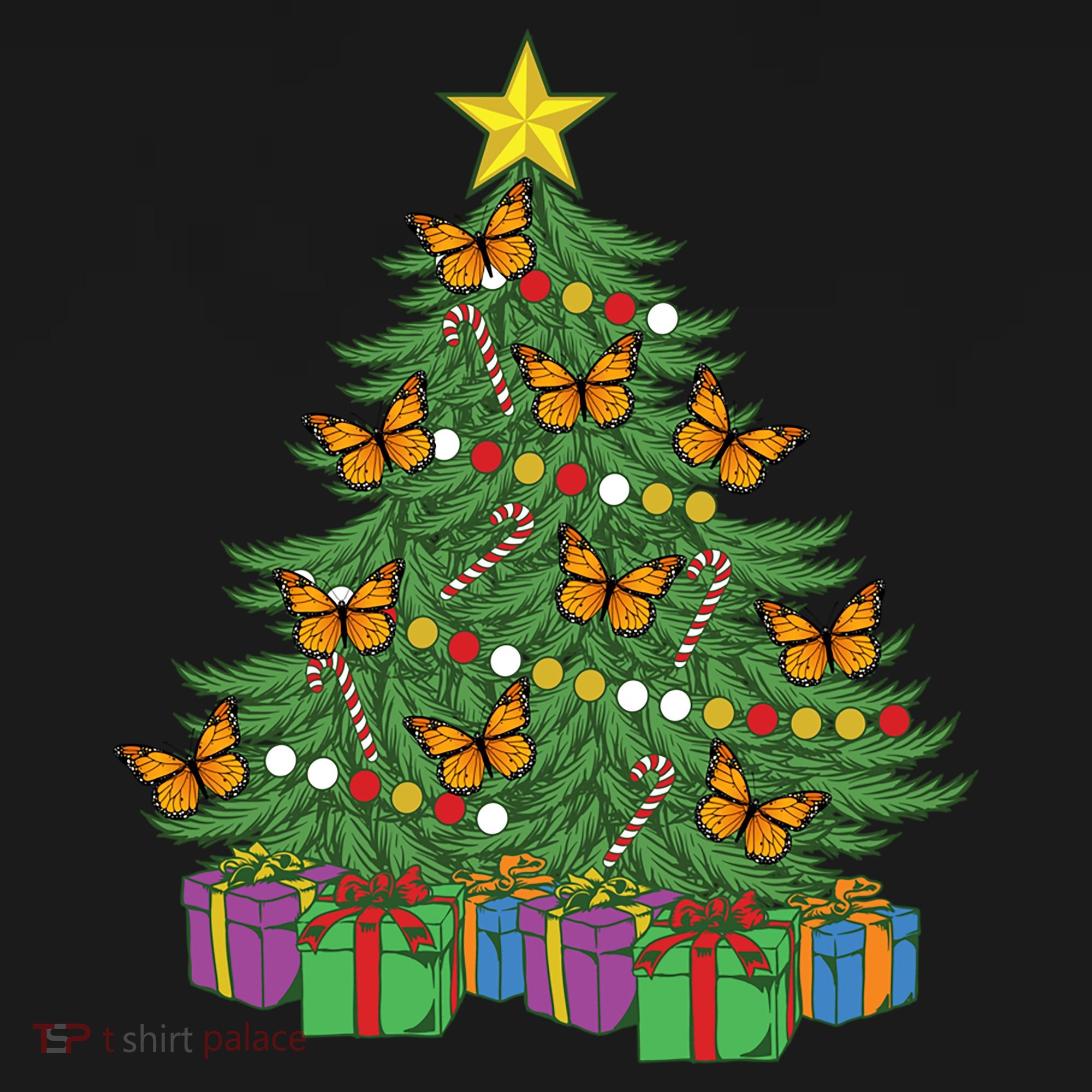 Monarch Butterfly Christmas Tree Ornats Orange Butterfly Gift Pajama Set