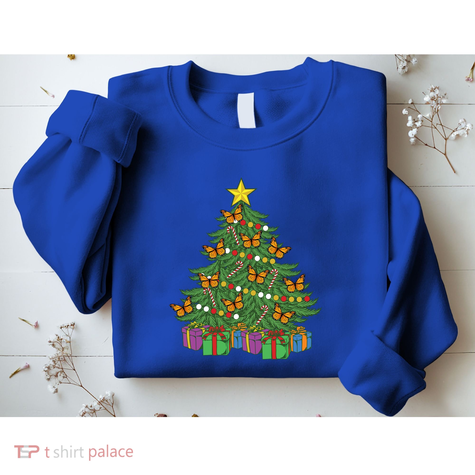 Monarch Butterfly Christmas Tree Ornats Orange Butterfly Gift Sweatshirt