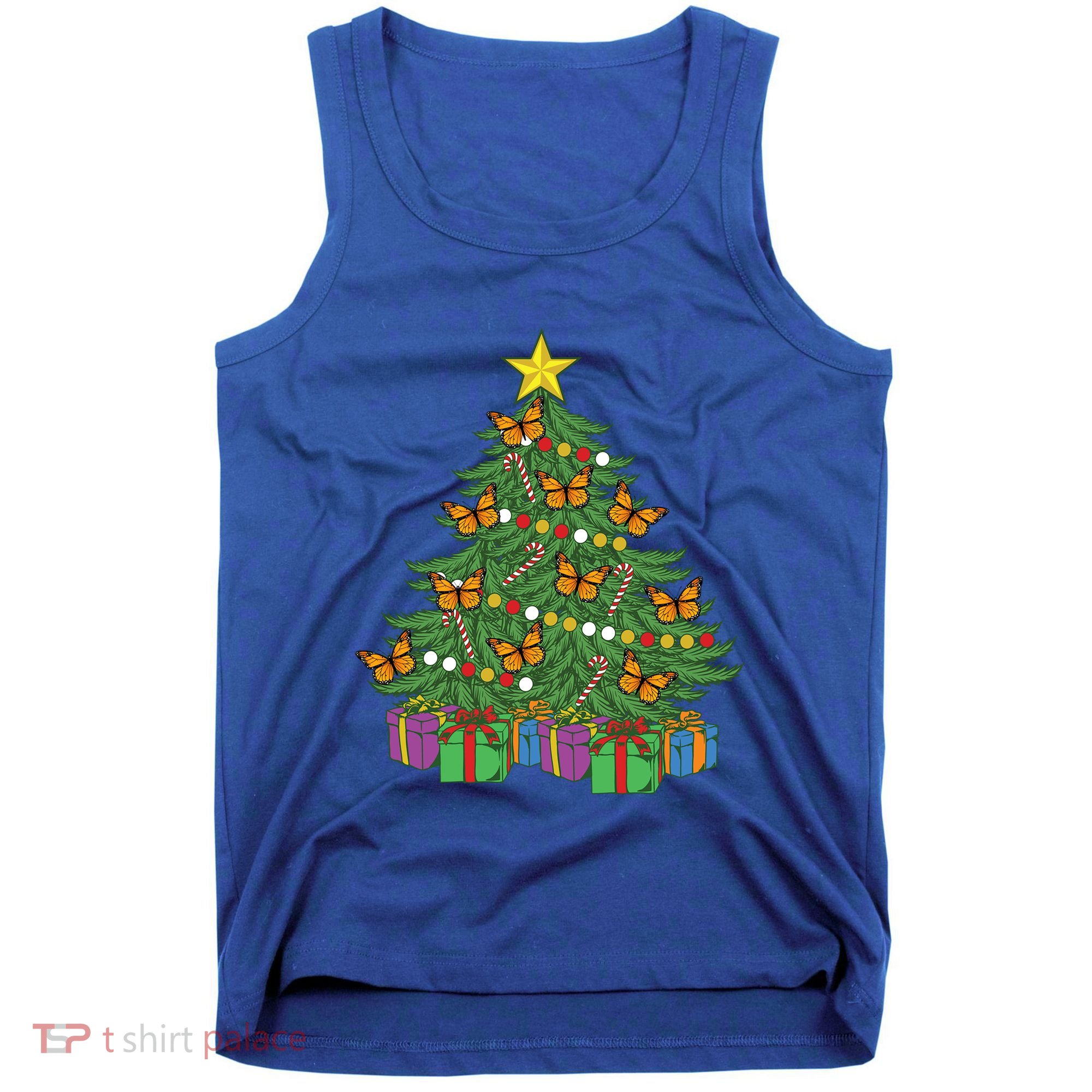 Monarch Butterfly Christmas Tree Ornats Orange Butterfly Gift Tank Top